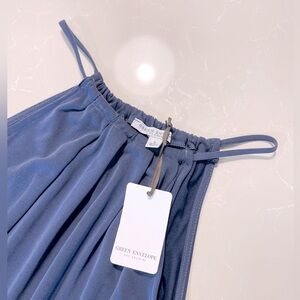 Green Envelope Women’s High Neck String Tied Blue Sleeveless Top in Size Large